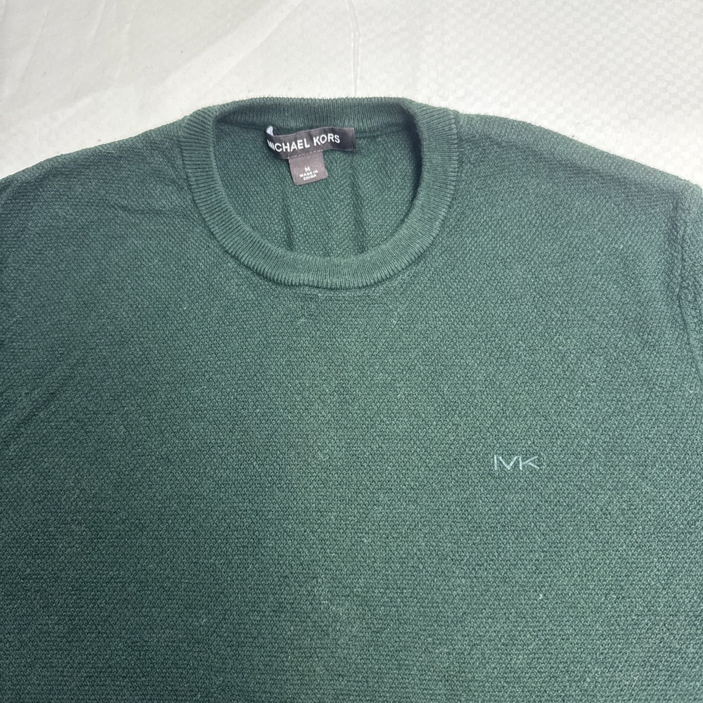 Michael Kors Men's Long sleeves Knitted Cotton‎ Wool Sweater Sz M Green - Picture 2 of 6